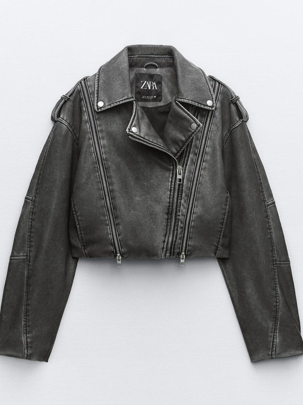 NEW ZARA FAUX LEATHER BIKER JACKET size XS new without tags